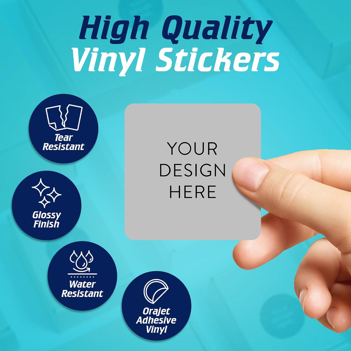 100 Custom Vinyl Stickers - Upload Your own Image, Text, Design, Logo - Personalized Logo Labels for Handmade, Packaging, Bottle, Jars, Candle, Brand Stickers (Gray, 1.5x1.5 Square)
