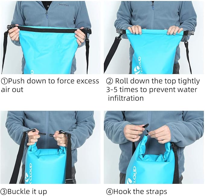 ROCK CLOUD Dry Bag Waterproof 10L Dry Sack for Kayaking Rafting Boating Beach Surfing Swimming Canoe Camping Hiking Fishing Ski, Orange
