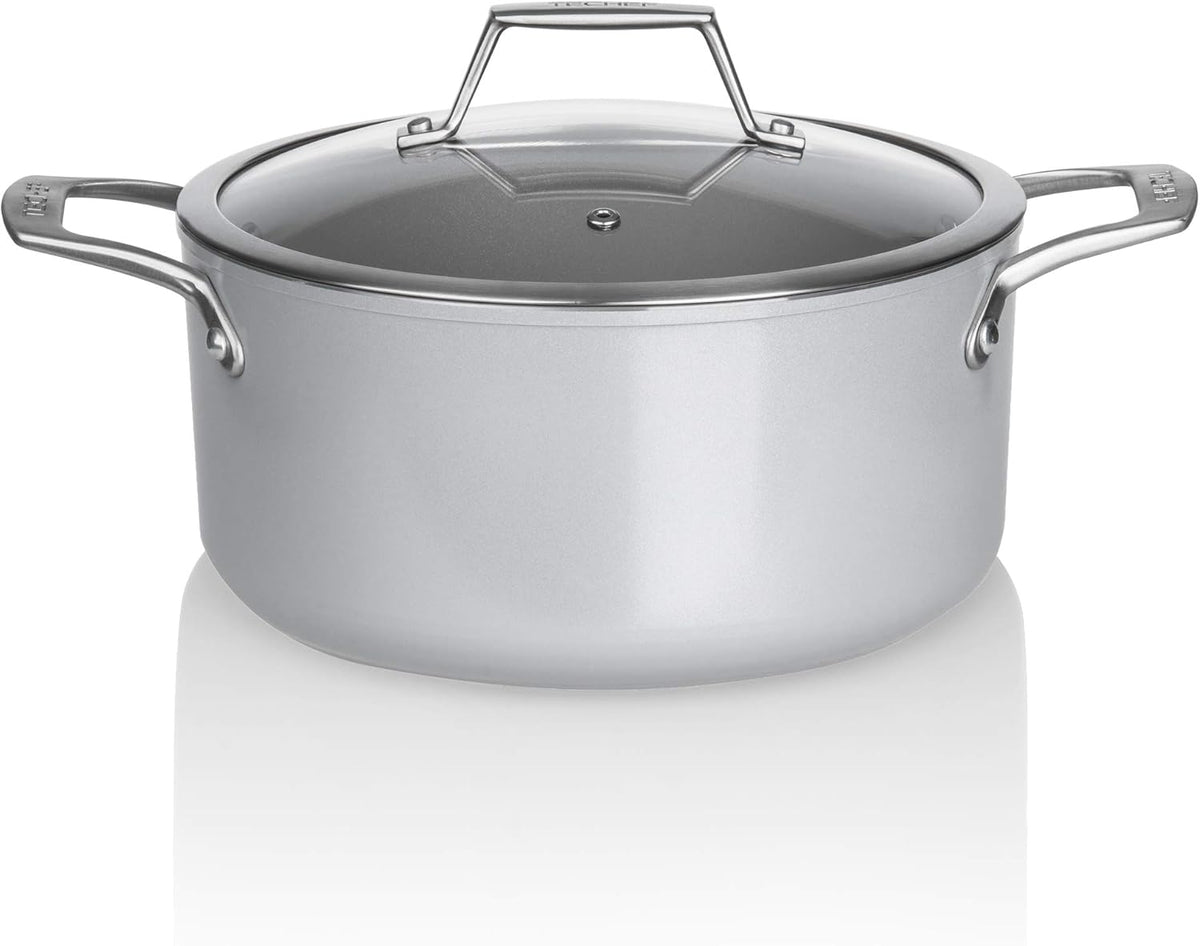 TECHEF - CeraTerra Collection, 5-quart Ceramic Nonstick Soup Pot with Glass Lid (PFAS, PTFE, and PFOA Free), Made in Korea (5-quart)