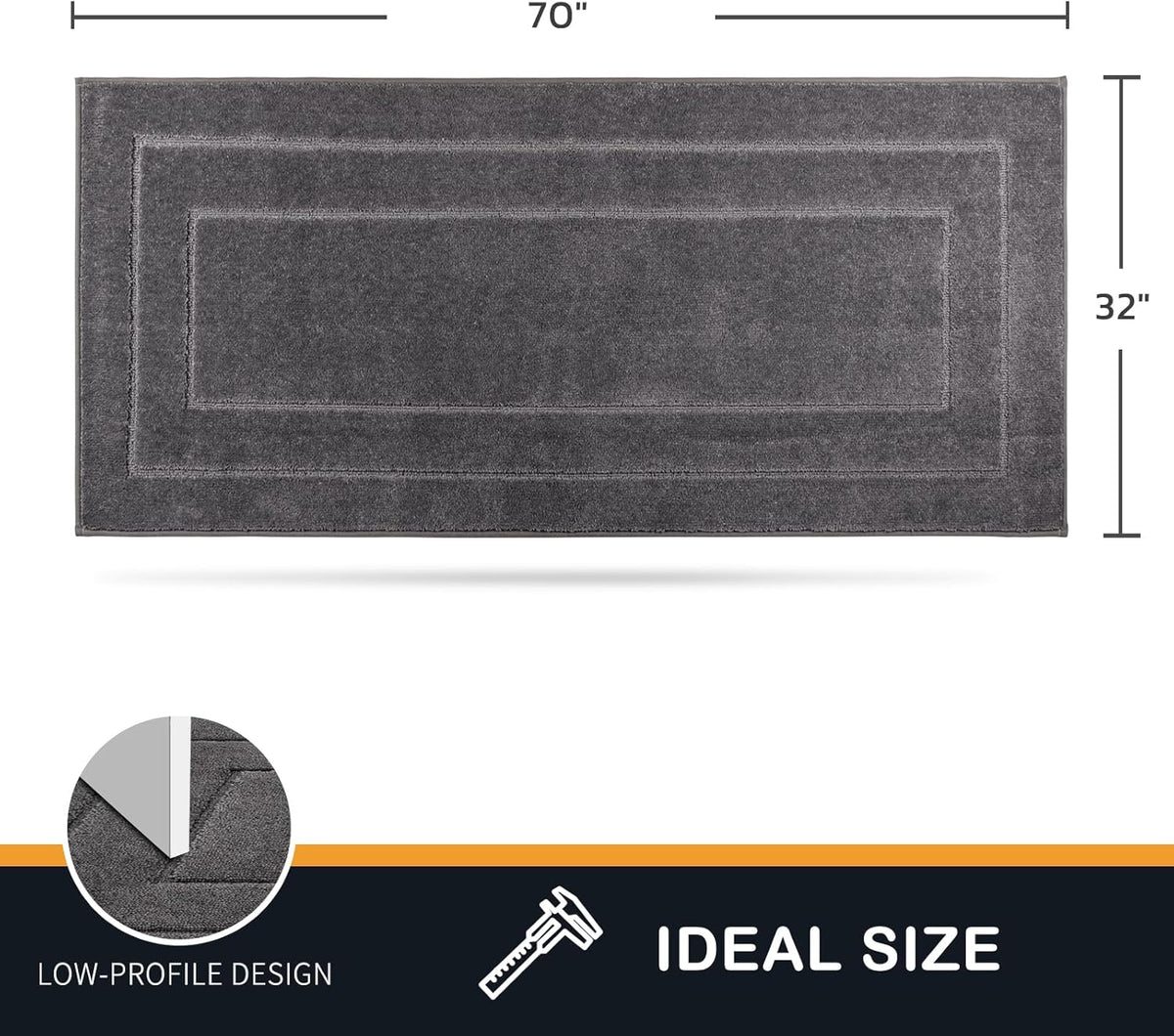 PURRUGS Dirt Trapping Door Mat 32" x 70", Non-Slip/Skid Machine Washable Entryway Rug, Dog Doormat, Super Absorbent Welcome Mat for Muddy Wet Shoes and Paws, Grey
