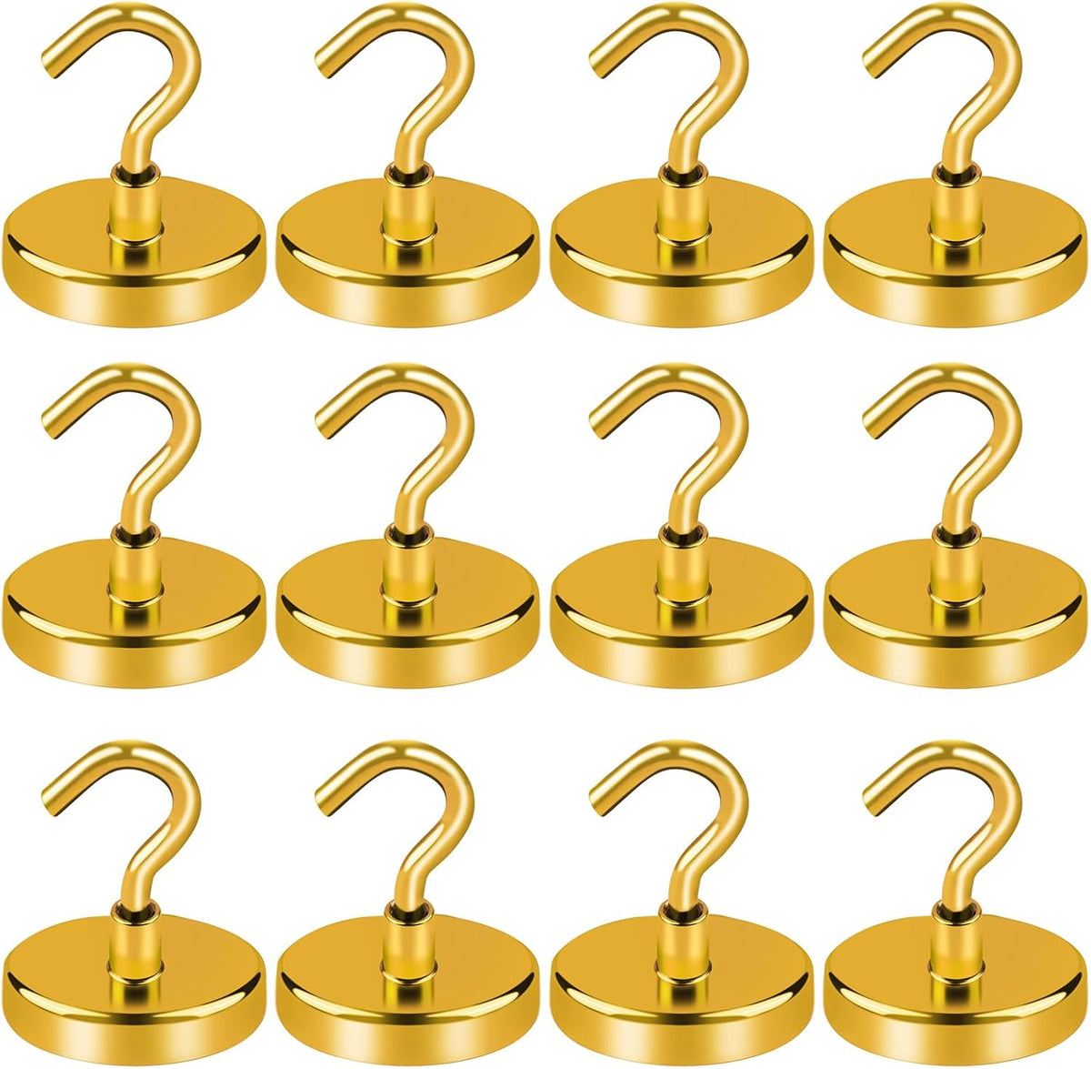 LOVIMAG Yellow Magnetic Hooks for Cruise Cabins, Cruise Essentials Must Haves, Cruise Magnets, Magnetic Key Holder, Strong Magnetic Hooks for Hanging, Fridge, Grill -12 Pack, 110lbs