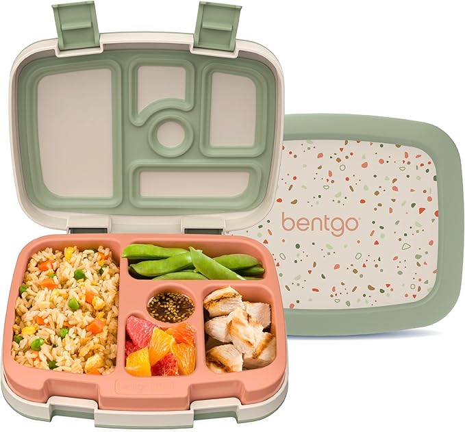 Bentgo Kids 5-Compartment Leak-Proof Bento-Style Lunch Box (Whimsy & Wonder Collection) - Ideal for Ages 3-7, Drop-Proof & Durable, Dishwasher Safe, & PFAS & BPA-Free Materials (Geo Speckle)