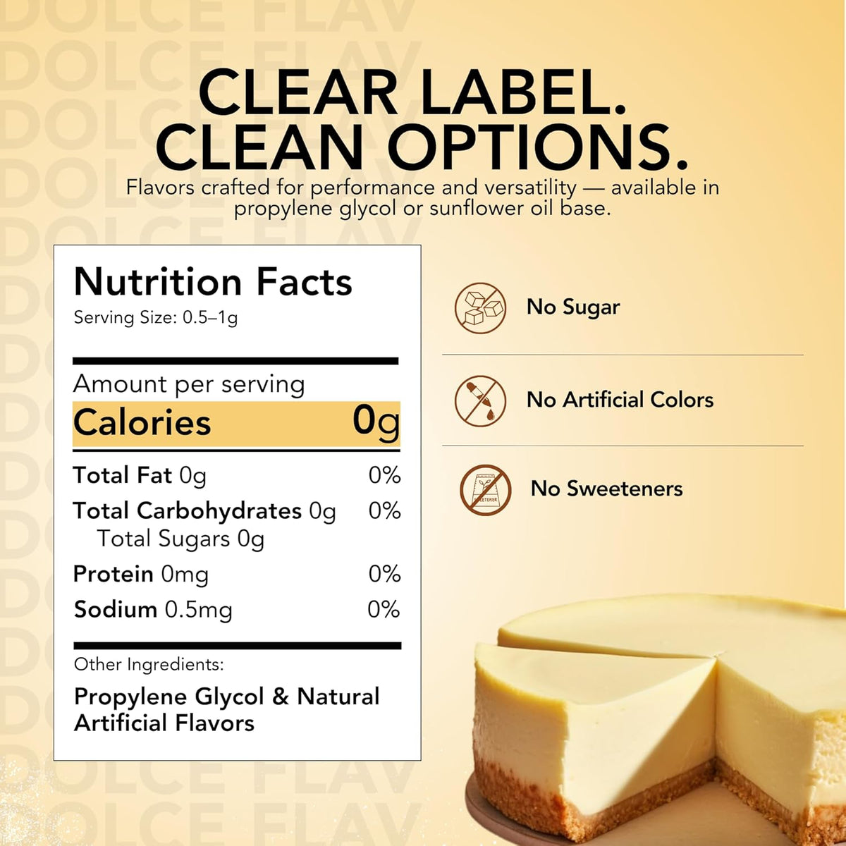 Dolce Flav Cheesecake Extract – 2 Ounce Water-Soluble Kosher, Sugar-Free, Concentrated Creamy Flavor for Desserts, Frostings & Pastries, Includes Measured Dropper