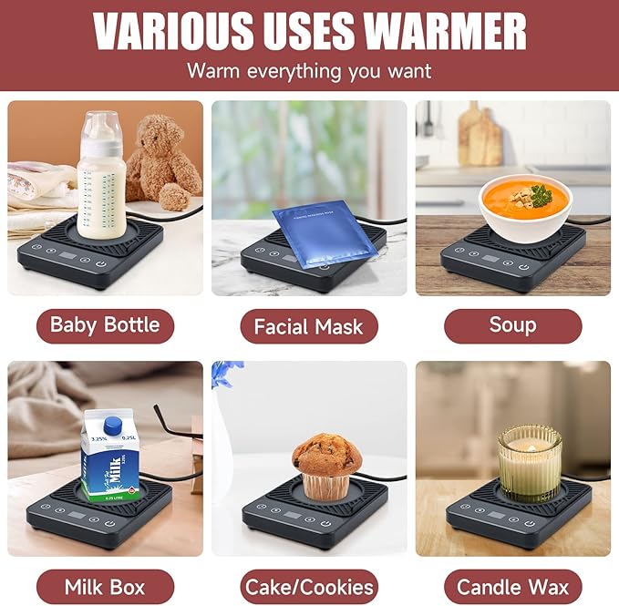 Mug Warmer - Electric Coffee Mug Warmer with Timer,Coffee Cup Warmer for Desk Auto Shut Off,Smart 6-Temperature Control, Coffee Accessories for Coffee Lovers, Black