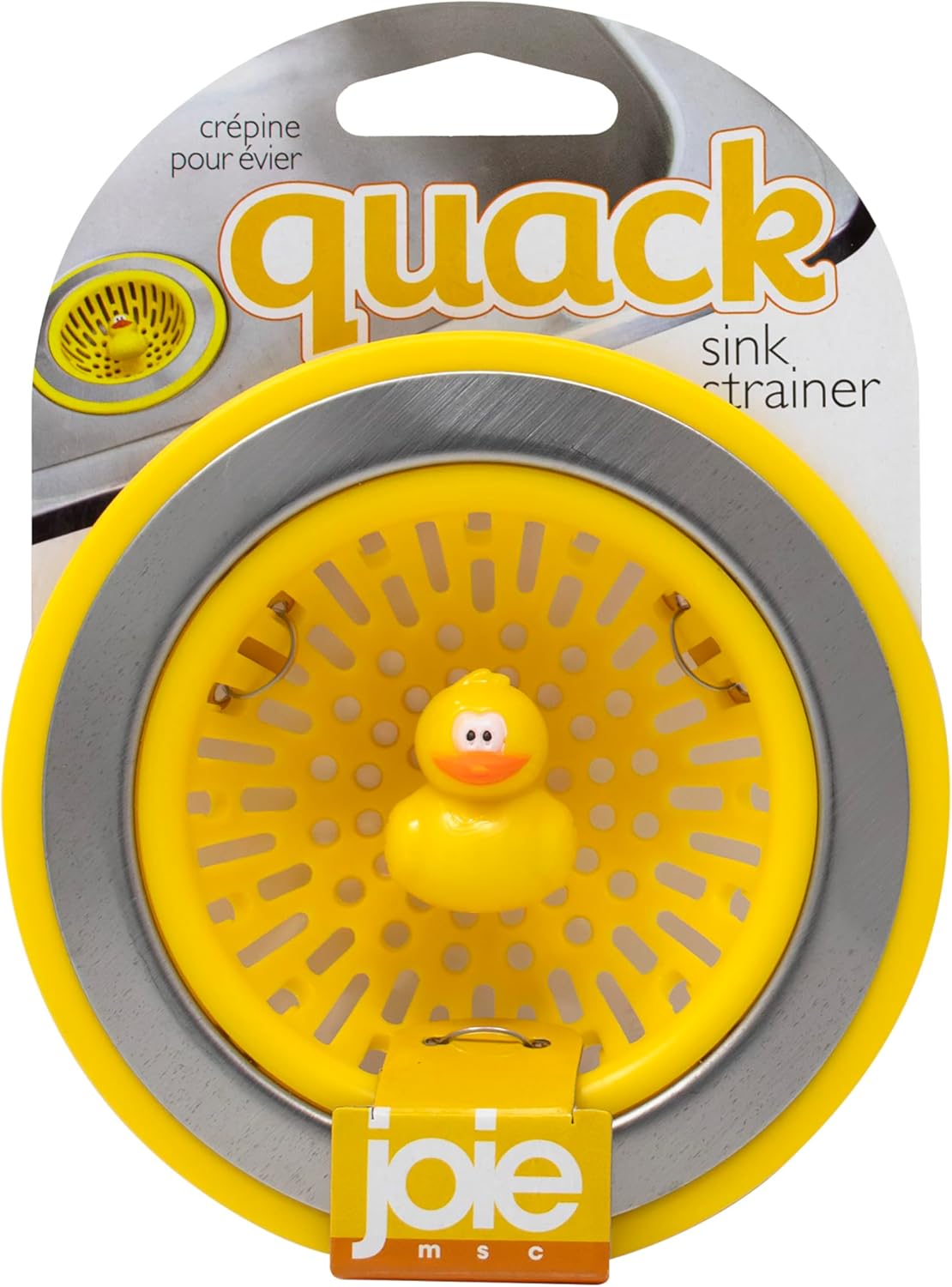 MSC International 11001 Joie Quack Kitchen Sink Strainer Basket, Stainless Steel and BPA-Free Plastic, 4.5", Yellow