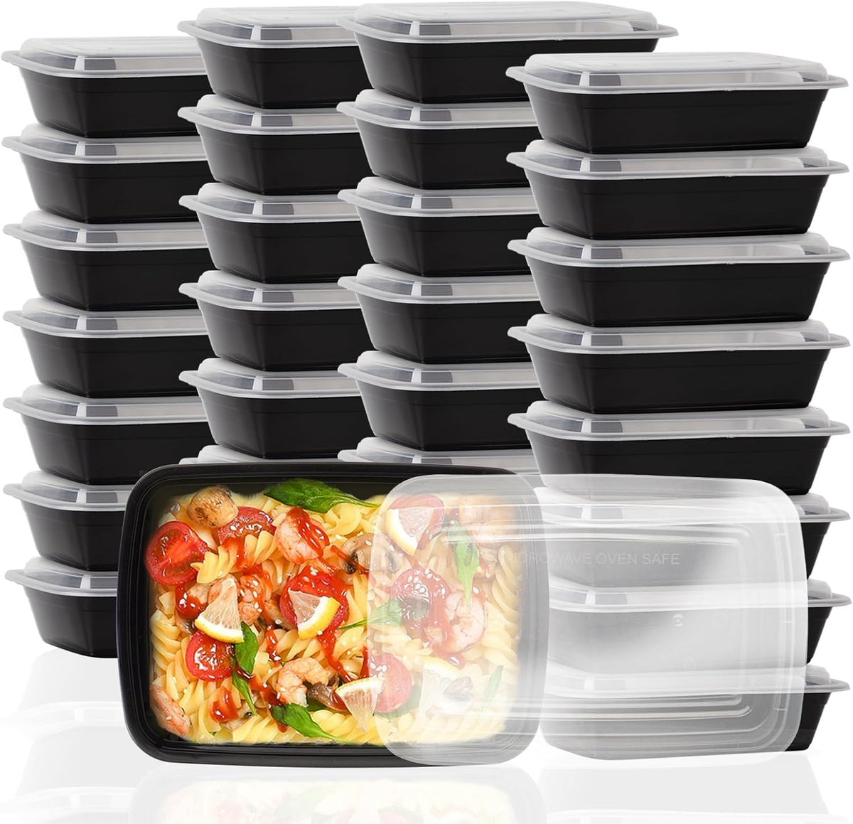 30 Pack Meal Prep Containers 38oz, Plastic To Go Food Containers with Lids, BPA-Free, Microwave/Dishwasher/Freezer Safe