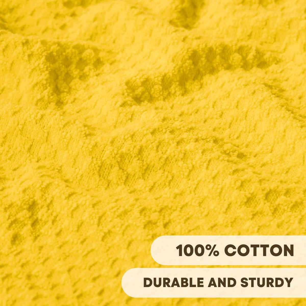 Artoid Mode Ring Spun Cotton Yellow Dishcloth Kitchen Towels, 12x12 Inch Ultra Soft Absorbent Quick Drying Household Cleaning Kitchen Rags Set of 6