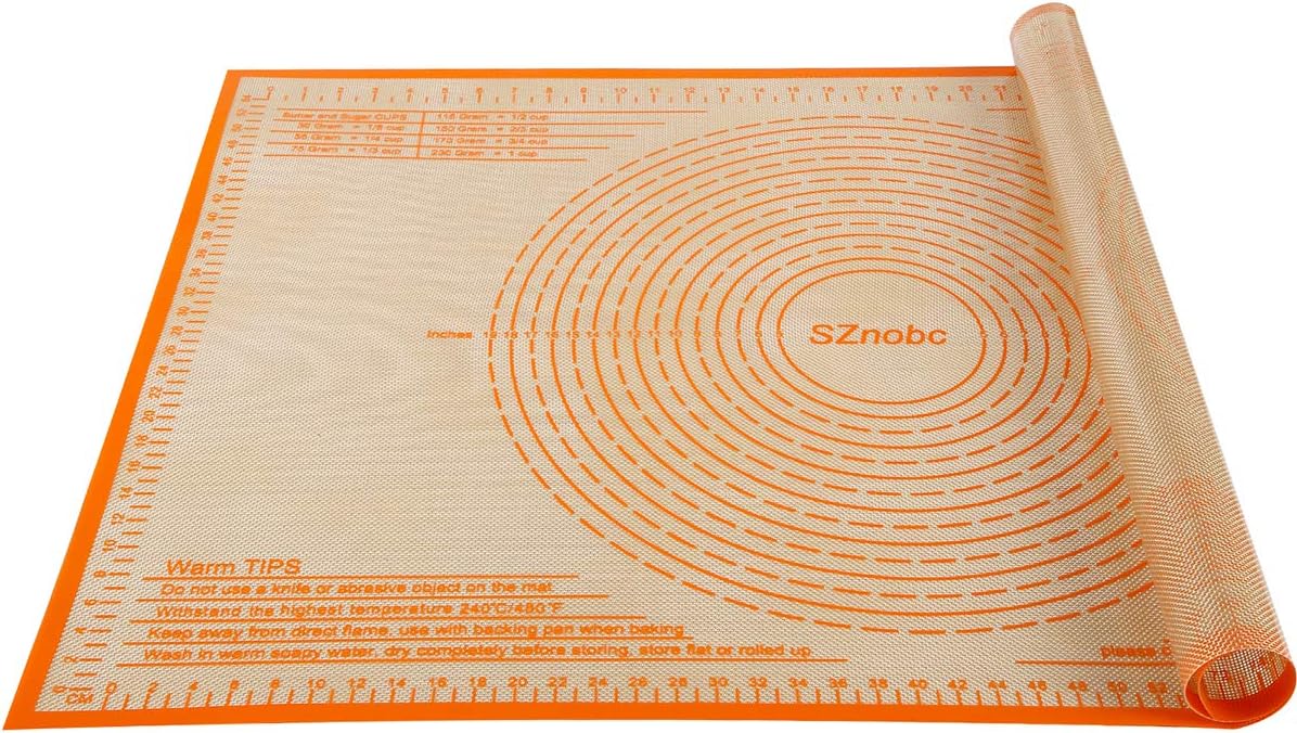 Silicone Pastry Mat 34'' By 26'' Extra Large Baking Mat with Measurements for Dough Rolling, Kneading Board, Kitchen Counter Mats, Perfect for Dough, Fondant, Pie Crust, Cookies, Bread, Pasta, Pizza