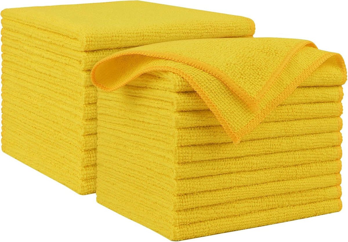 AIDEA Microfiber Cleaning Cloth, 20PK, Microfiber Towels for Cars, Premium All Purpose Car Cloths, Dusting Cloth Cleaning Rags, Absorbent Towels for SUVs, House, Kitchen, Window, 12"×12", Yellow