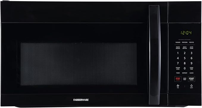 Farberware Over-the-Range Microwave Oven, 1.7 Cu. Ft., 1000W, Sensor Cooking, Auto Reheat, Multi-Stage Cooking, Melt/Soften Feature, Child Safety Lock, LED Display - Space Efficient & Powerful