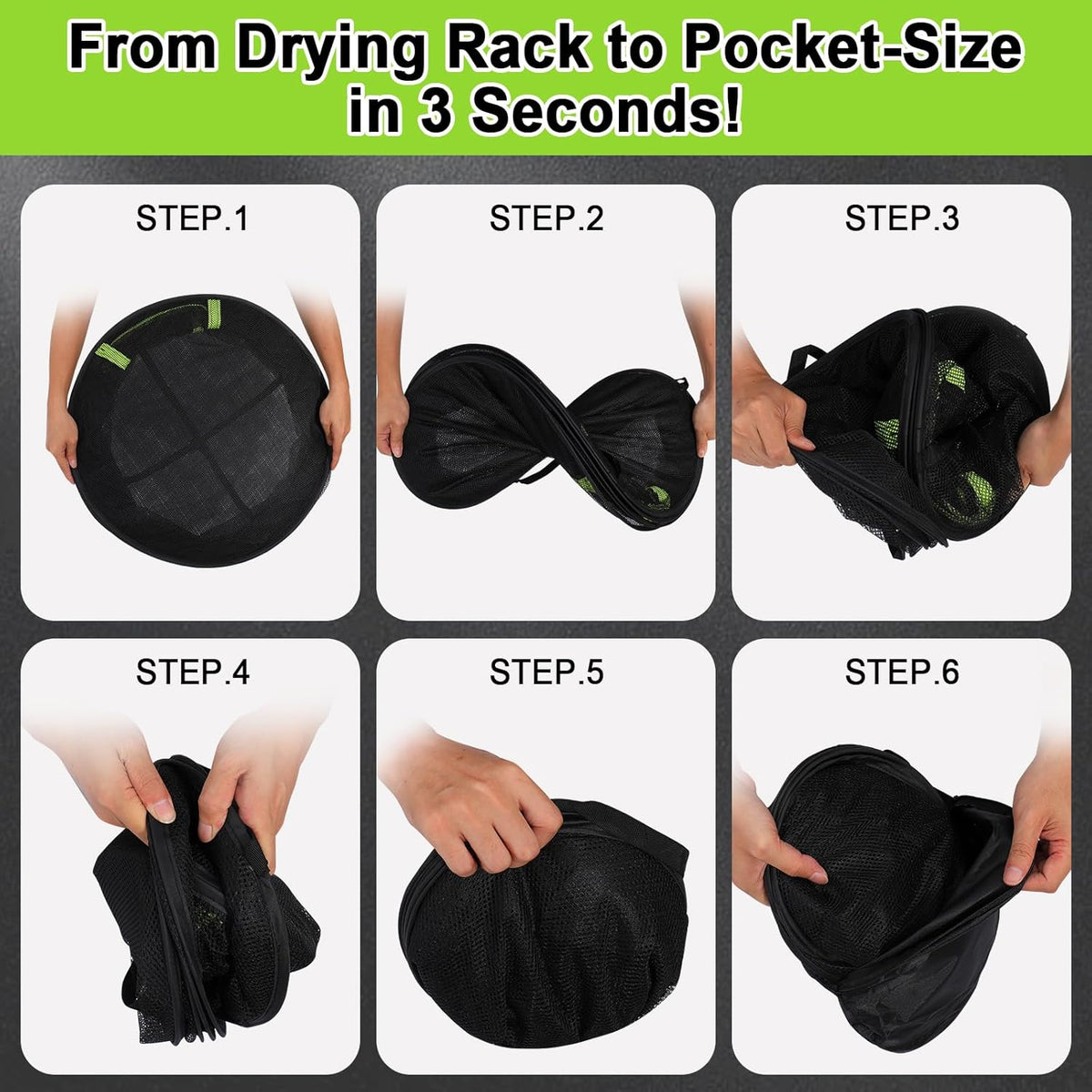 LUKETURE 6-Layer Hanging Herb Dryer Rack - with U-Zipper Mesh Net & Hook, Foldable Collapsible Drying Rack for Plants, Herbs, Flowers, Fish, Jerky, Laundry