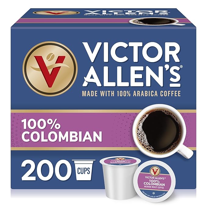 Victor Allen's Coffee 100% Colombian, Medium Roast, 200 Count, Single Serve Coffee Pods for Keurig K-Cup Brewers