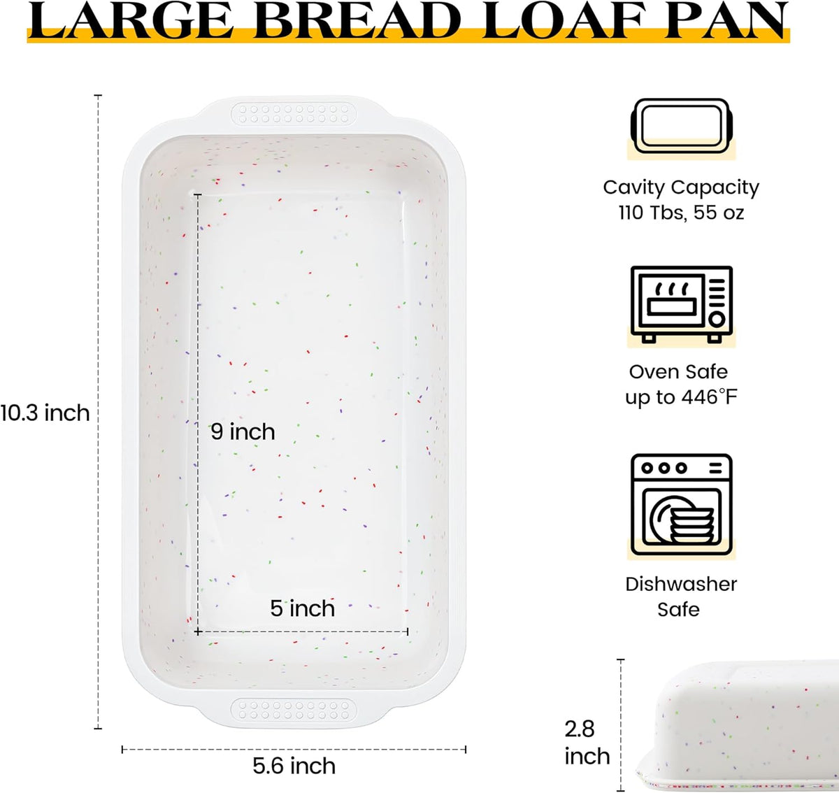 2 Pcs Silicone Bread Loaf Pan Nonstick Silicone Loaf Pans for Baking 9x5 inch Large Bread Mold with Metal Reinforced Frame(Cream)