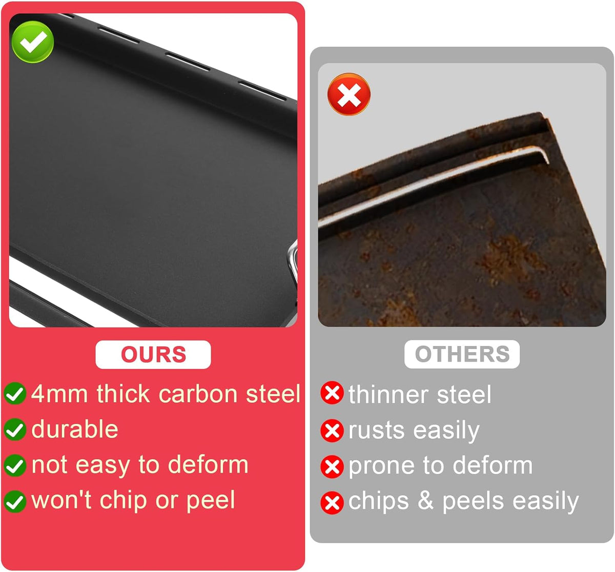 6788 Genesis II 300 Full Size Griddle Insert for Weber GS4 Genesis II 300 Series Grill Genesis II E-335 E-310 E-330 E-315 S-310 SX335 E-325 EX-335 Flat Top Griddle, Carbon Steel for 66095 66802