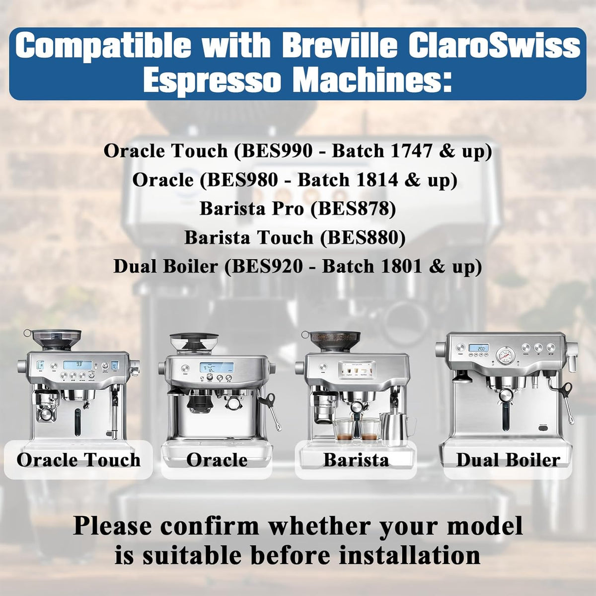 8 Pack Replacement Water Filter for Breville Espresso Machine Barista Touch Bes880, Barista Pro BES878, Oracle Touch BES990, Oracle BES980, Dual Boiler BES920 Bambino ClaroSwiss Sage by Funmit