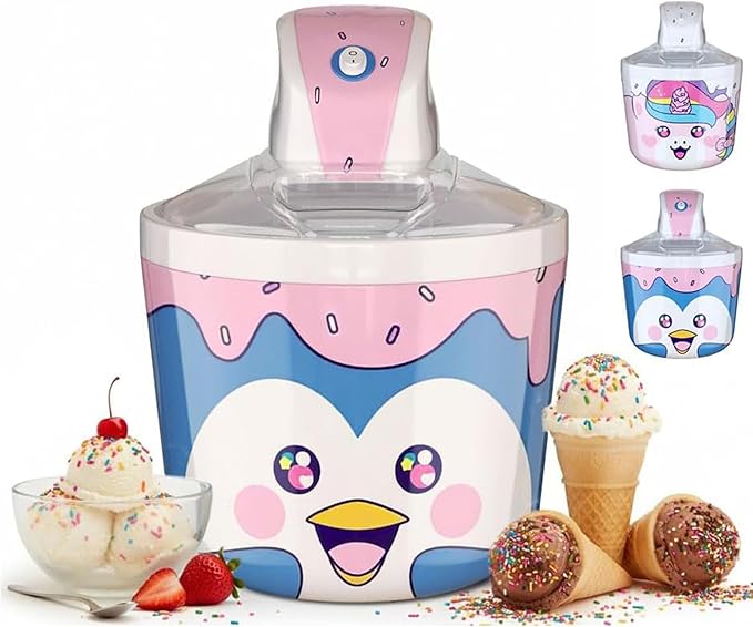 Fun Electric Ice Cream Maker Machine for Kids - Best Countertop Ice Cream Machine for Homemade Soft Serve, Sorbet, Gelato, Frozen Yogurt - Fun Small Personal Dessert Maker for Families, Easy to Clean