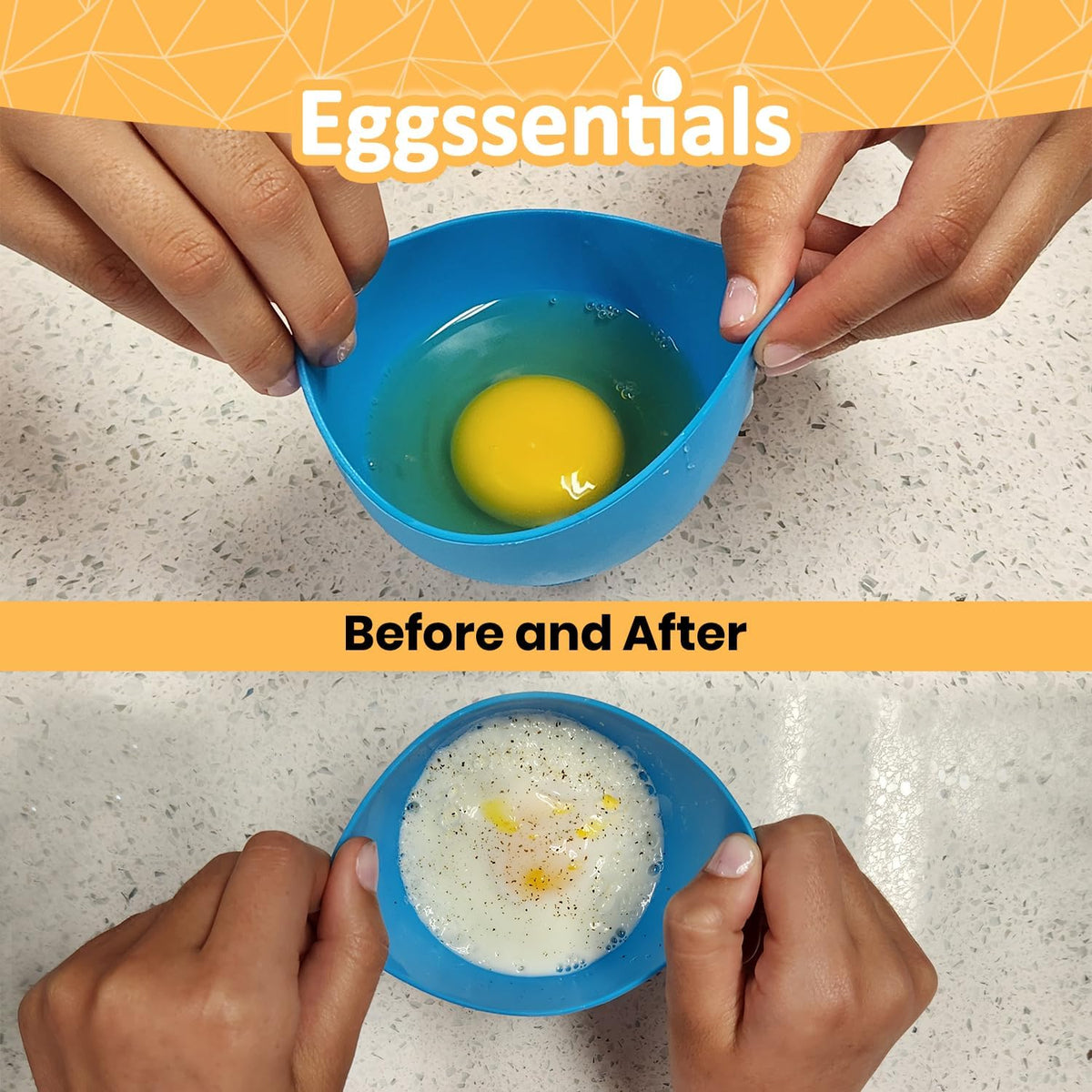 Eggssentials - Poached Egg Cups - Pack of 4 - BPA Free Silicone Egg Poacher Cups - Nonstick Poached Egg Cooker for Microwave, Stovetop, Baking – Easy to Clean Poaching Pods for Perfect Eggs
