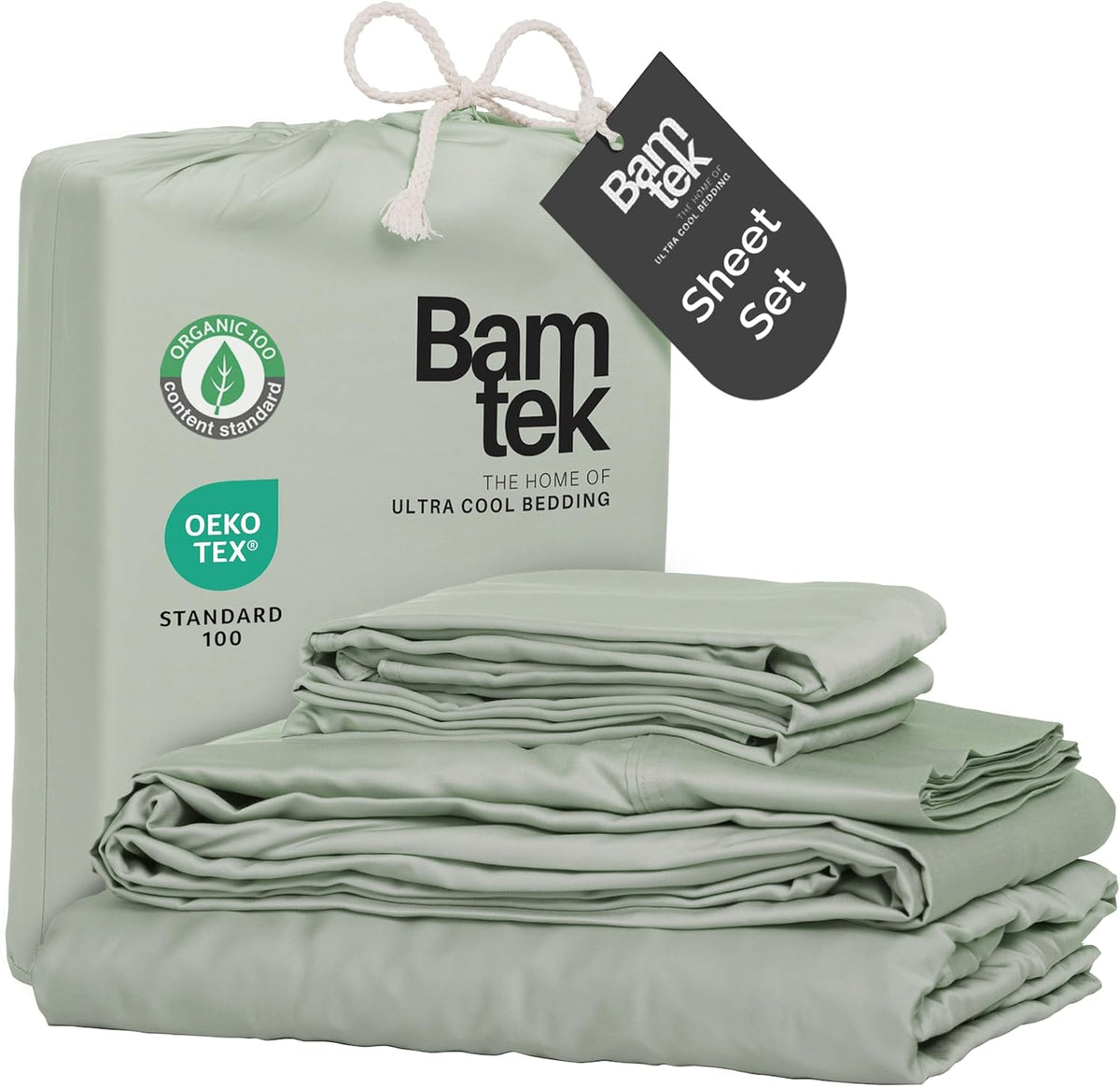 100% Viscose from Bamboo Sheets Full Size, Super Soft Bedding Set, 4 PC Cooling Sheets for Hot Sleepers, Vegan Silk Moisture Wicking, Organically Grown Bedsheet, Sage - 54" x 75"