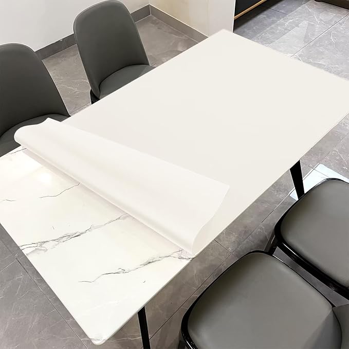Leather Table Cover,1.8mm Thick,40x60 Inch Table Protector,Table Protector for Dining Room Table,Table Pads for Dining Room Table Rectangular.(White+White,40x60)