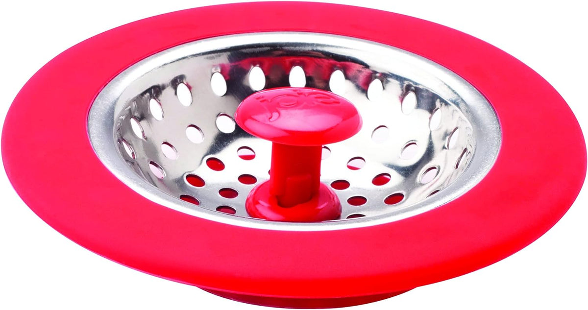 MSC International Black or Red Joie Kitchen Sink Stopper and Strainer Basket, Stainless Steel and Plastic