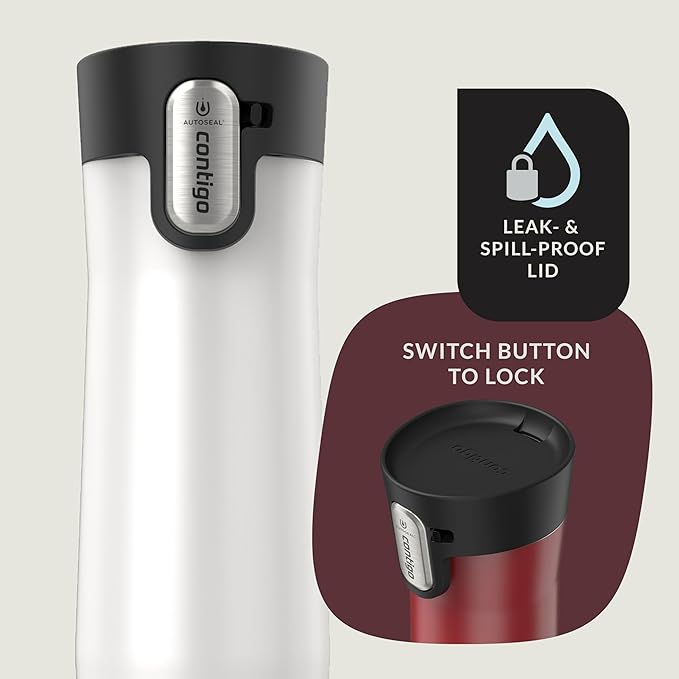 Contigo AUTOSEAL West Loop Vacuum-Insulated Stainless Steel Travel Mug with Easy-Clean Lid 20 oz 2 pack Goji Berry Frosted Pearl Frosted Pearl