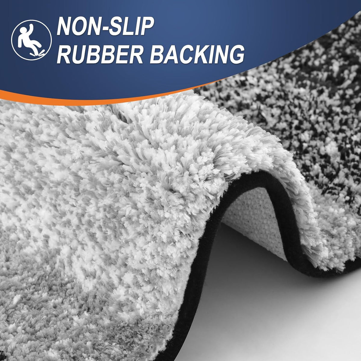 OLANLY Bathroom Rug Mat 44x24, Extra Soft and Absorbent Microfiber Bath Rugs, Non-Slip Plush Shaggy Bath Carpet Runner, Machine Wash Dry, Bath Mats for Bathroom Floor, Tub and Shower, Black