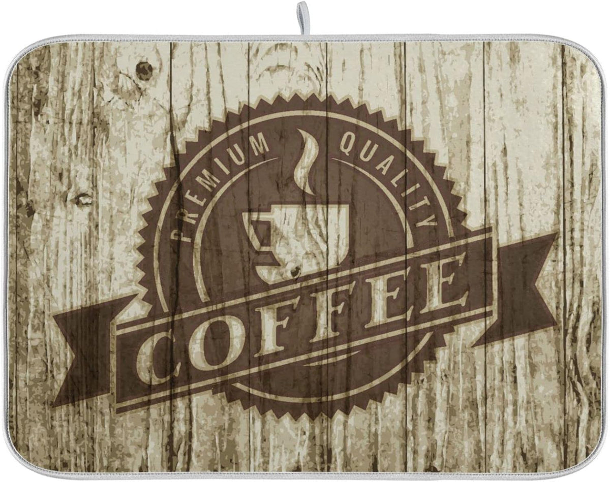 senya Super Absorbent Dish Drying Mat, Microfiber Fast-Drying Dish Mat, 24'' x 18'', Kitchen Dish Drying Pad, Retro Coffee Old Beans Vintage Wood, (g289343235p523c558s1114)