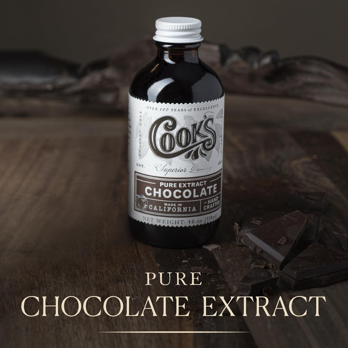 Cook's, Pure Chocolate Extract for Beverages, Cakes, Cookies, 128 Ounces (1 Gallon)
