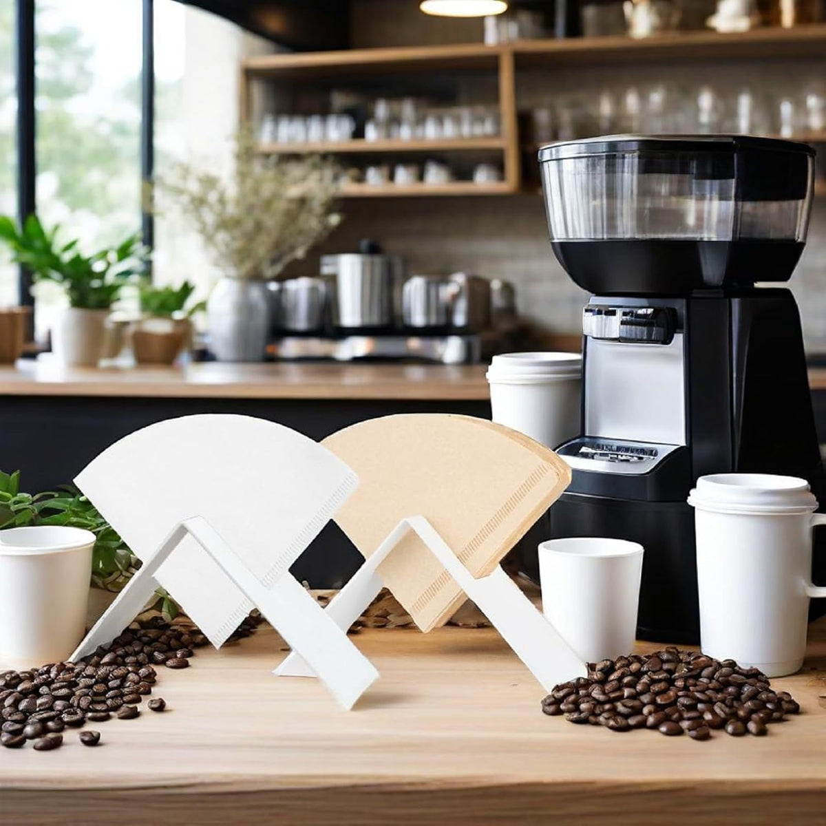 MIAO JIN Coffee Filter Paper Holder,Stainless Steel Coffee Paper Storage Container Dispenser Rack Coffee Filter Stand (White)