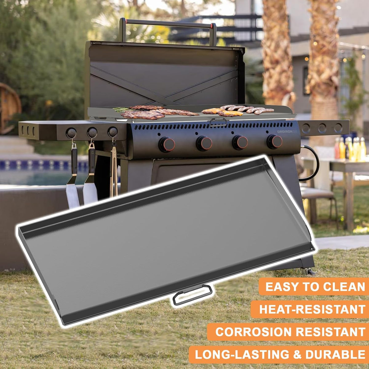 Flat Top Griddle for Camp Chef 2 Burner Stove EX60P EX60LW TB90 GB90D SPG90B TB90LWG StoveTop Parts for 16" & 14" Cooking Systems, 14" x 32" Camp Stove Griddle for Camp Chef Accessories, 1PC