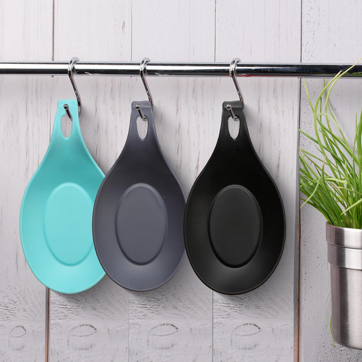 Spoon Rest for Stove Top, 3 Pack Large Silicone Spoon Holder for Kitchen Counter, Heat Resistant Cooking Spoon Holder, Microwave and Oven Safe