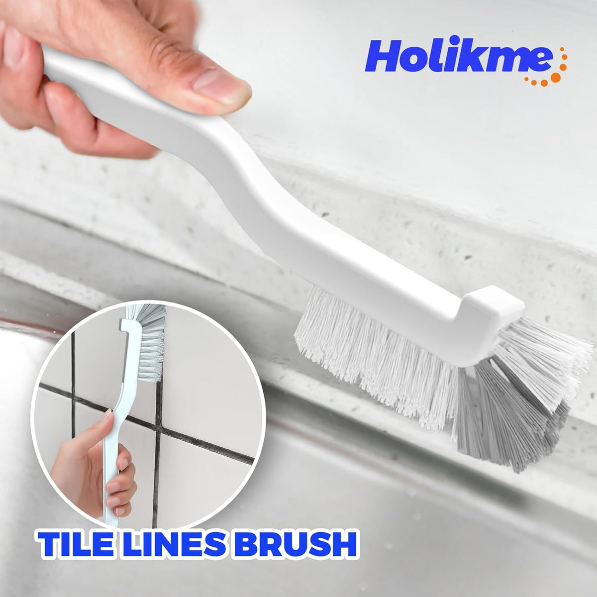 Holikme Cleaning Brush Set, Scouring Pad for Cleaning, Groove Gap Brushes for Pot, Pan, Kitchen Sink, Wire Brushes (Azul)