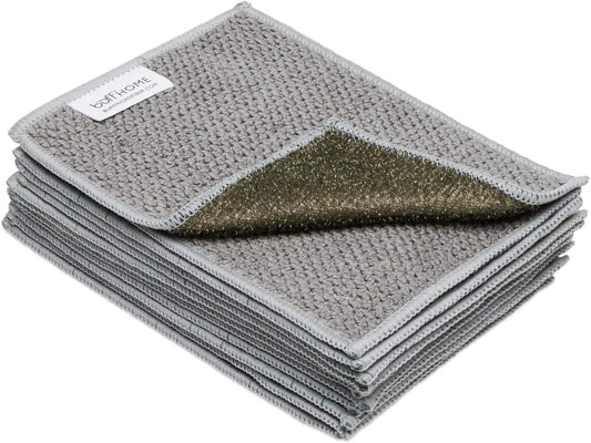 Microfiber Wholesale Dish Cloths | Scrubs & Cleans: Dishes, Sinks, Counters, Stove Tops | Easy Rinsing | Machine Washable | 12 Pack (Size 4 x 6 inches) Grey