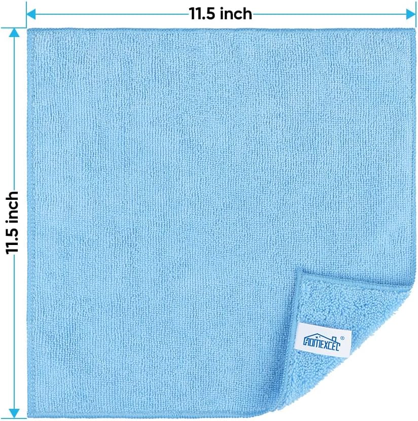 HOMEXCEL Blue Microfiber Cleaning Cloth, 12 Pack Premium Microfiber Towels for Cars, Lint Free, Scratch-Free, Highly Absorbent, Reusable Cleaning Rags for Car, Household, Kitchen, Window,11.5"X11.5"