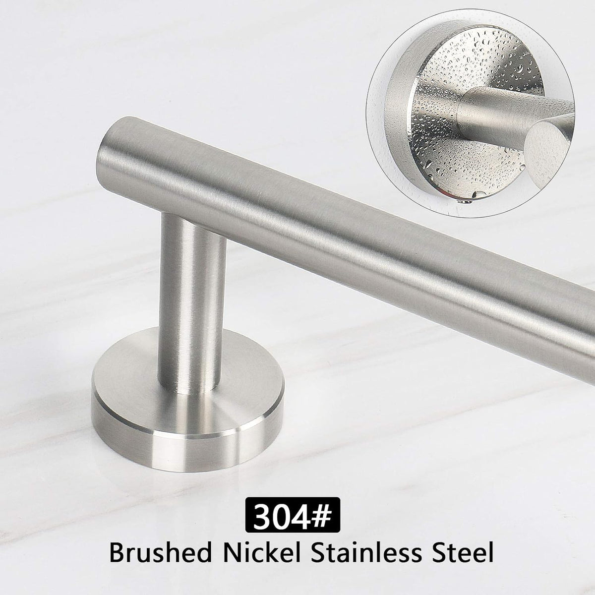 NearMoon Bath Towel Bar, Bath Accessories Thicken Stainless Steel Shower Towel Rack for Bathroom, Towel Holder Wall Mounted (1 Pack, Brushed Nickel, 33 Inch)