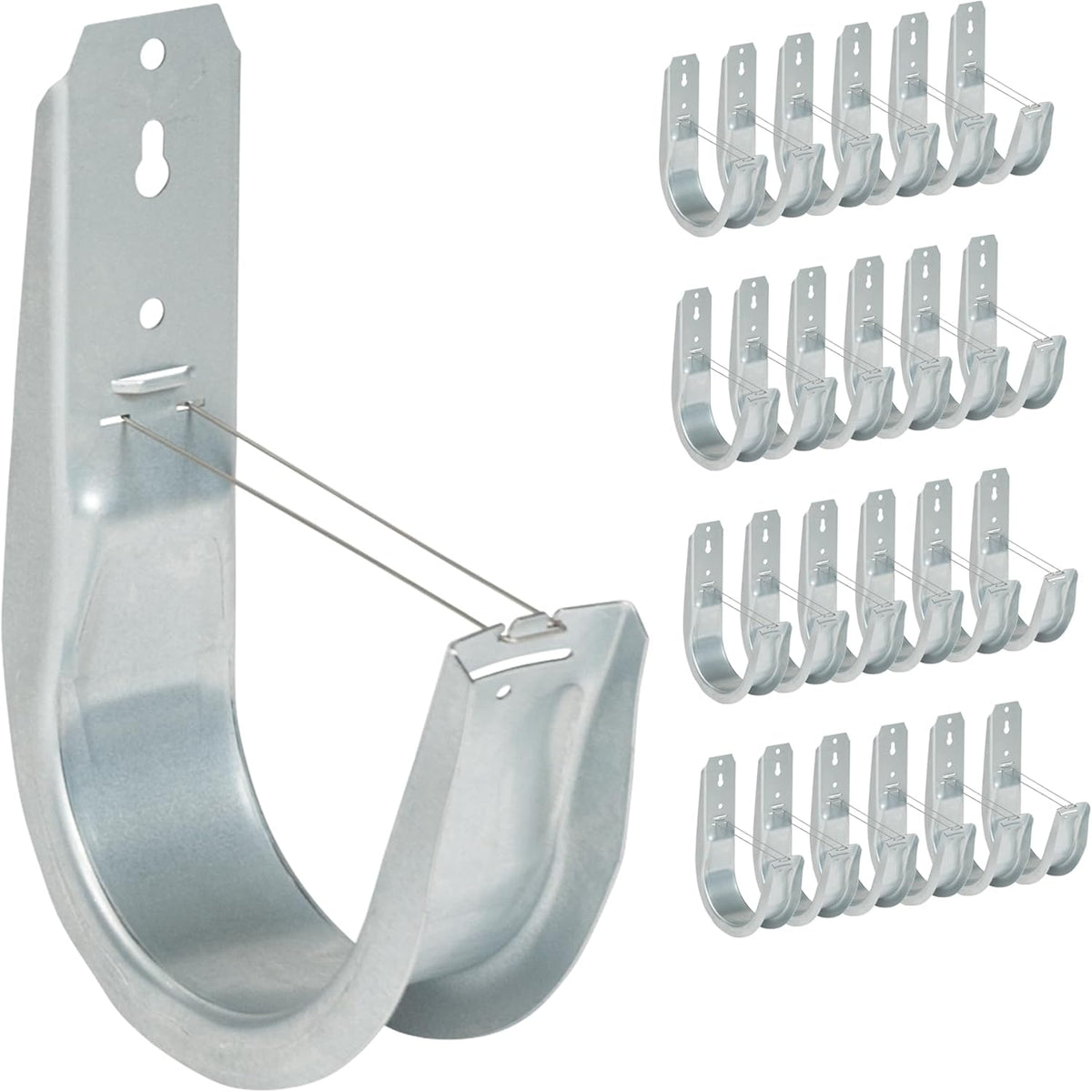 ICC 4-Inch Wall Mount J-Hook – 25-Pack, Cable Support Hooks with Retainer Clips, Galvanized Steel with Zinc Finish – for Structured Cabling and Cable Management
