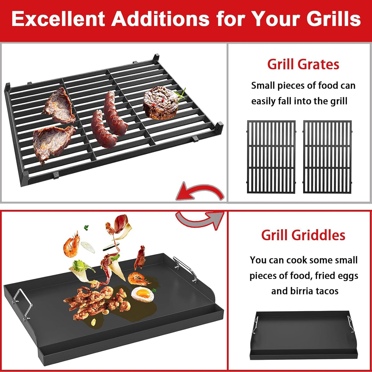 Universal Griddle 25"x16" Insert for Electric/Charcoal/Gas Grills, Nonstick Skillet Plate Teppanyaki for Party Outdoor Cooking Camping Tailgating,Carbon Steel Flat Top Griddle Plate with Grease Groove