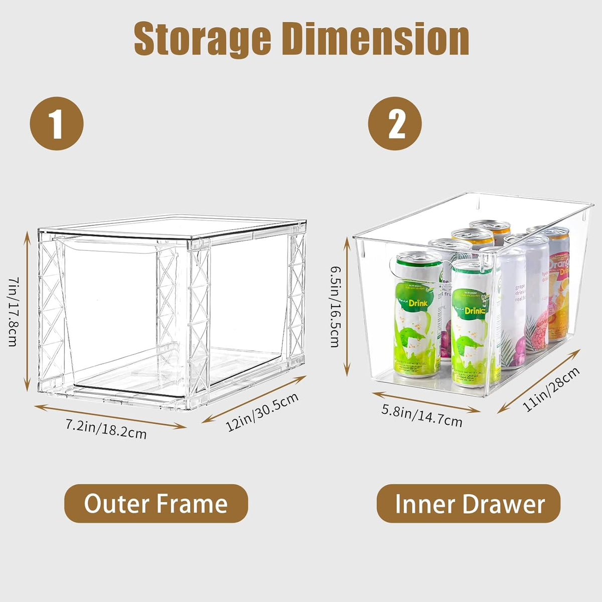 8Pack Stackable Kitchen Storage Organizer, Pantry Organizers and Storage, Clear Foods Organizer Bins with Handles, Easily Assemble for Bathroom, Kitchen, Pantry, Cabinet, Closet