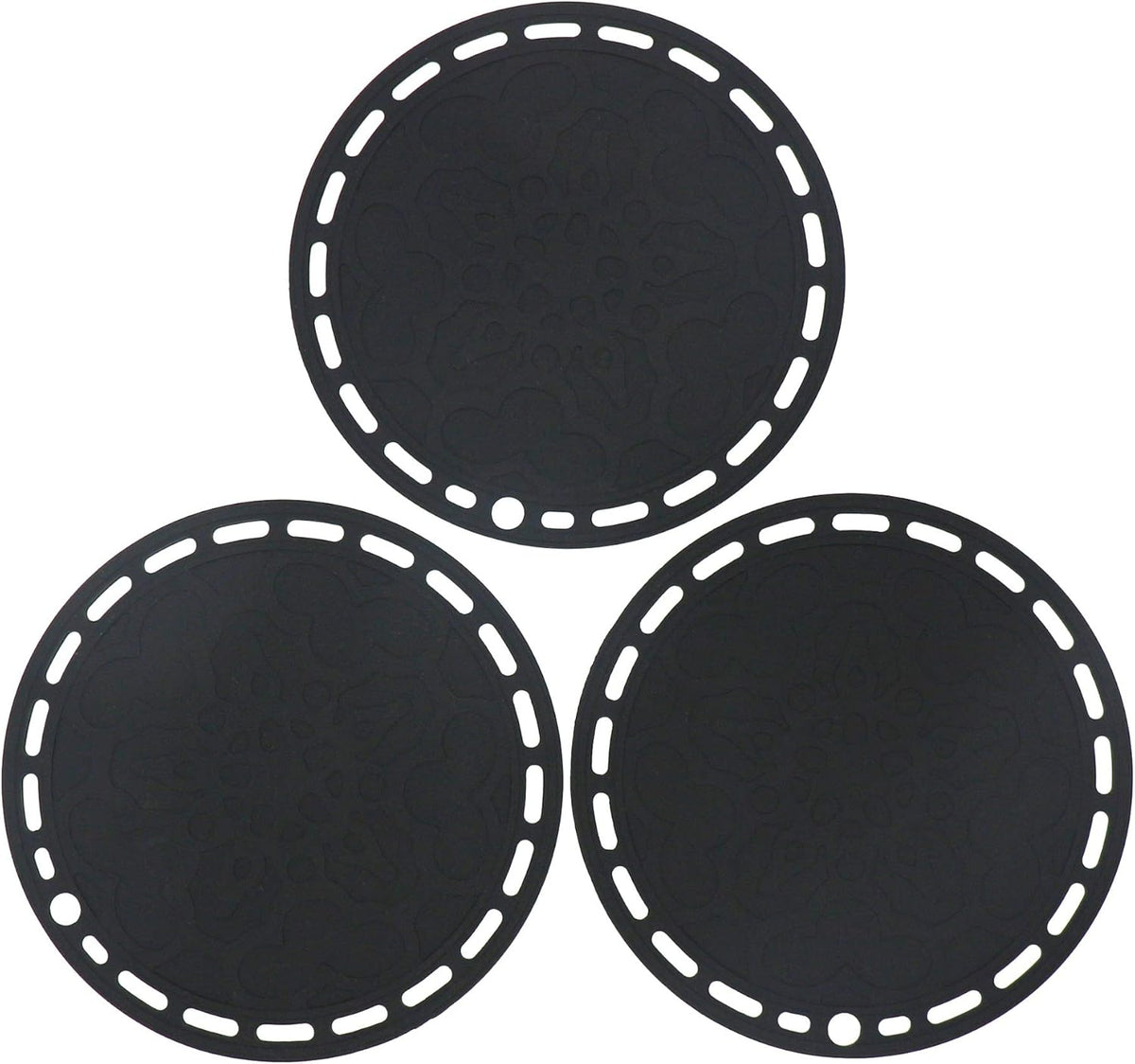 Smithcraft Silicone Trivet Mat Big Round Silicone Pot Holder Hot Pads and Trivets for Hot Dishes and Hot Pots, Hot Mats for Countertops, Tables, Spoon Rest Small Place Mats Set of 3 Color Black