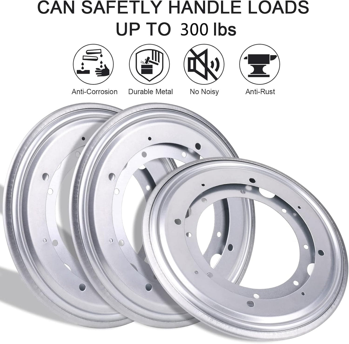 4Pack 5.5" Lazy Susan Hardware 5/16" Thick Round Rotating Bearing Plate, Silver Swivel Plate Base 300lbs Capacity Lazy Susan Turntable Bearing Base for Rotating Table, Serving Tray, Kitchen