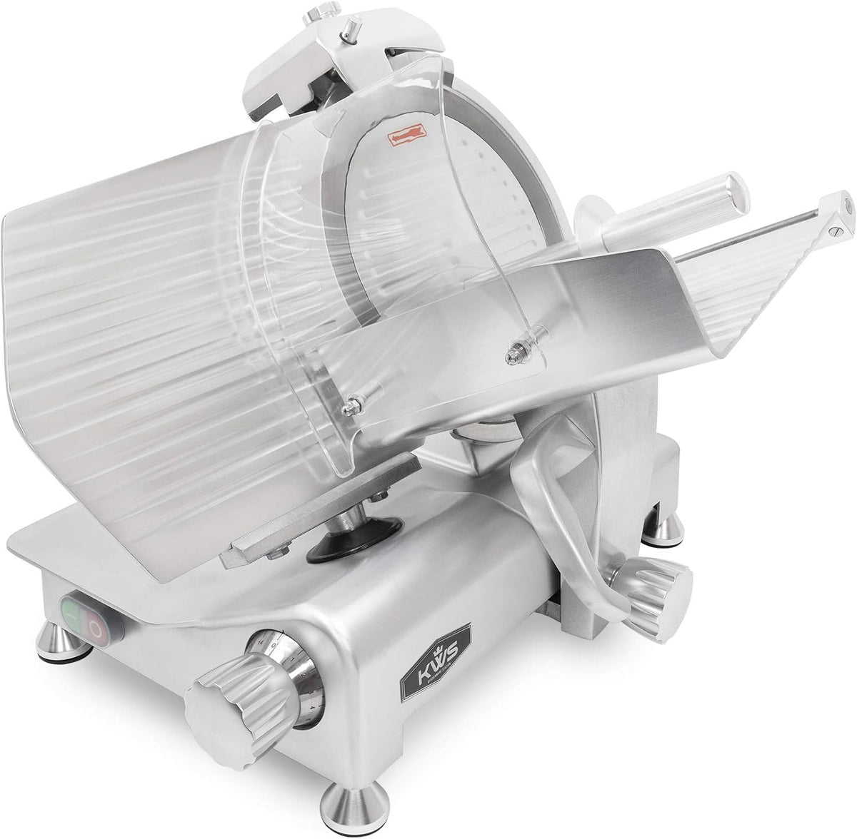 KWS MS-12ES Metal Collection Commercial 420W Electric Meat Slicer 12-Inch with 304 Stainless Steel Blade & Extended Back Space, Frozen Meat/Cheese/Food Slicer Low Noises [ ETL, NSF Certified ]
