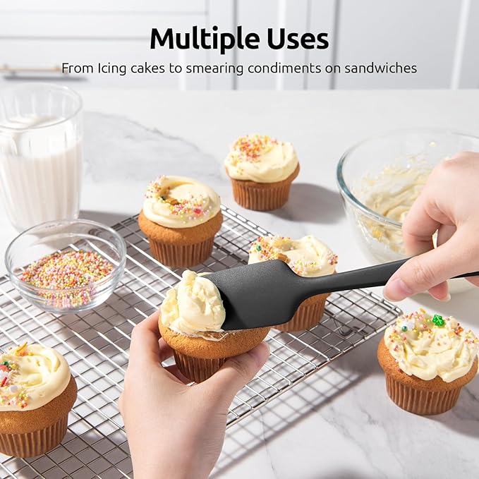 U-Taste Silicone Spatula Set with 600 Degrees Fahrenheit Heat Resistant (Black)