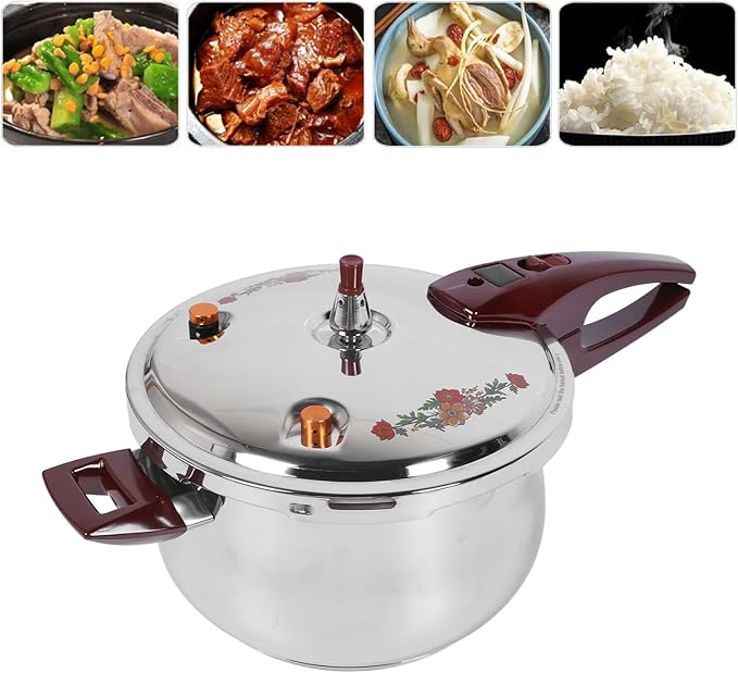 Stainless Steel Pressure Cooker 80KPA, Cookware Pressure Canner Rice Cooker with Safety Valve Devices, Compatible with Gas & Induction Cooker (9L)