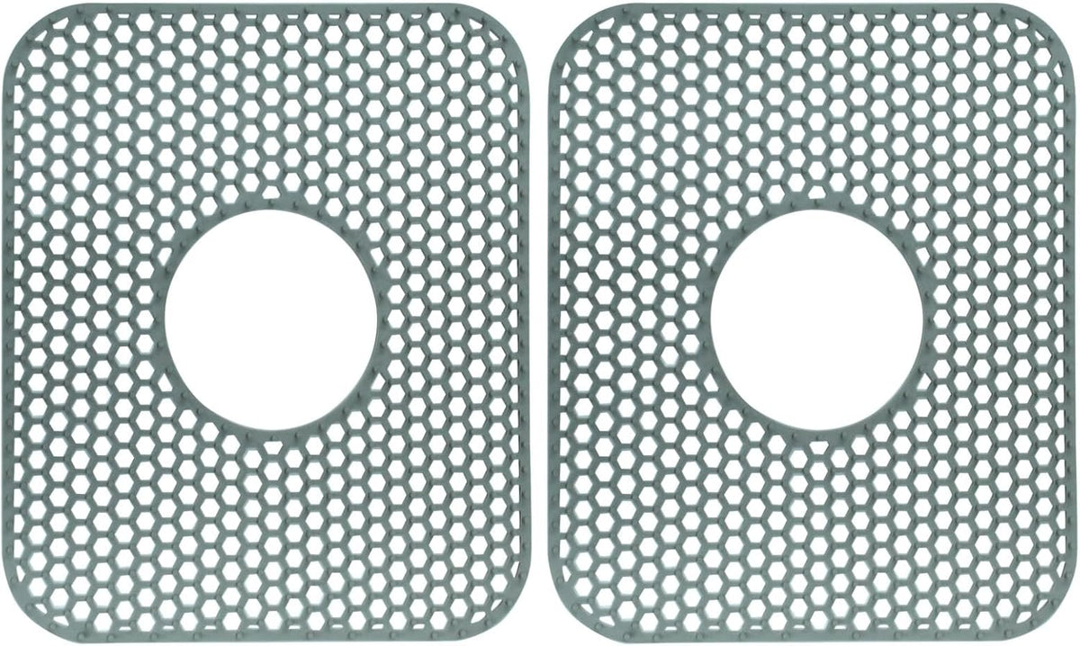 2 Pack Non-Slip Kitchen Sink Mats, Heat Resistant Sink Protectors for Folding Farmhouse, Center Drain Silicone Mat for Bottom of Stainless Steel Porcelain Kitchen