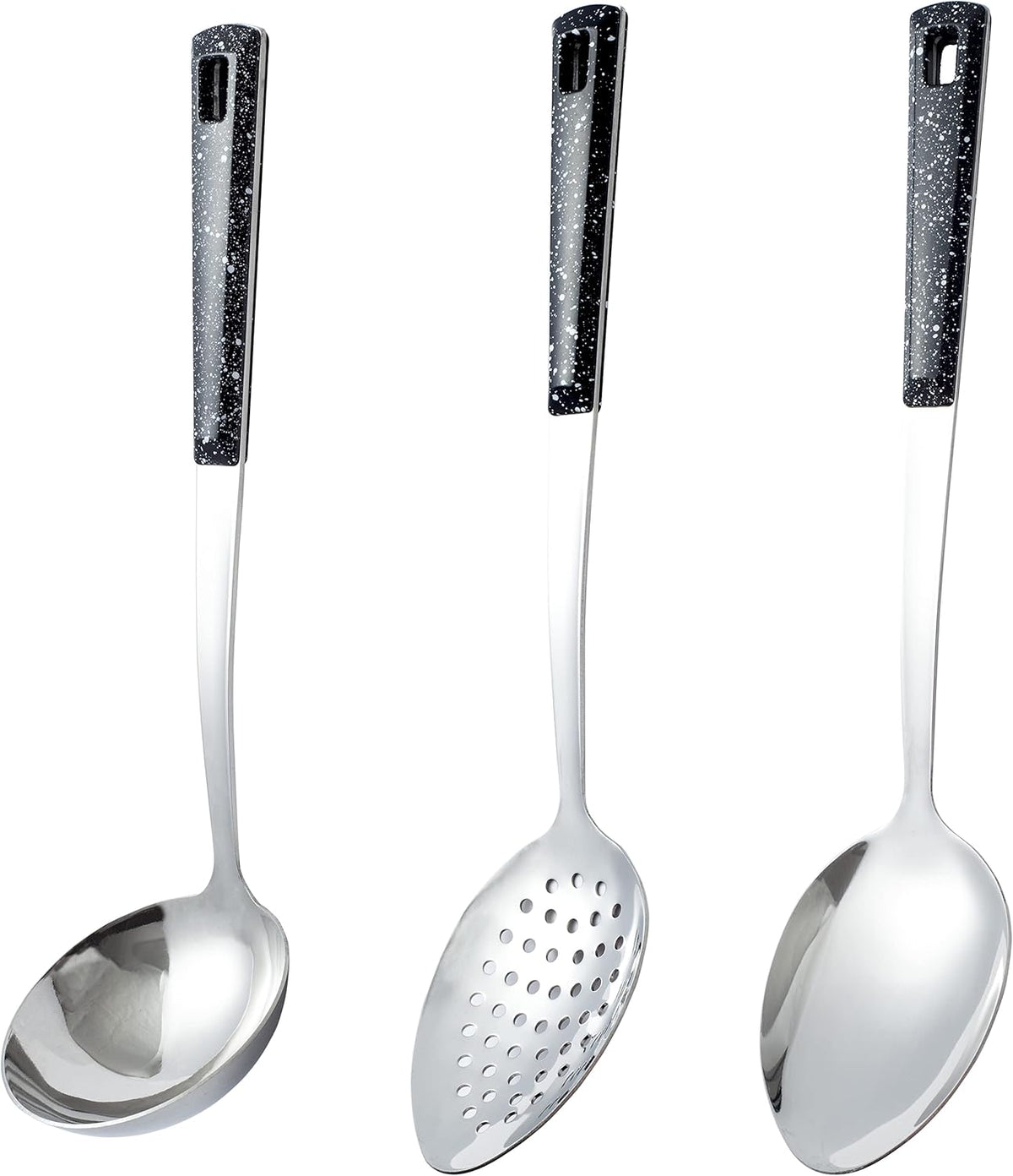 3-Piece,Stainless Steel Serving Spoon Set with Slotted Spoon, Serving Spoon and Perforated Spoon, soup ladle,kitchen cooking utensils set