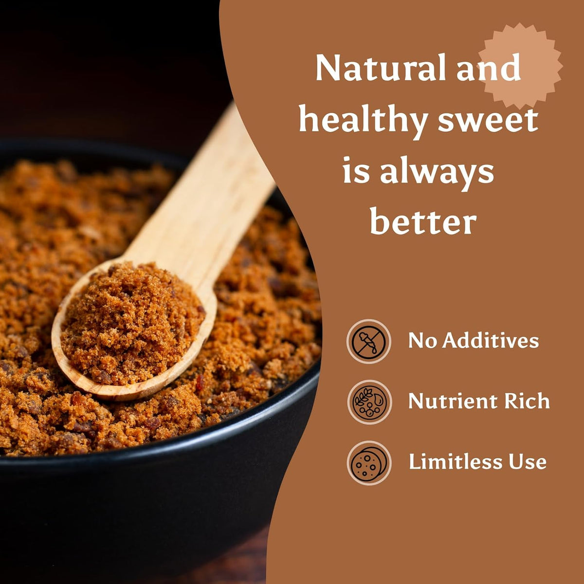 SUN RIGHT Organic Natural Brown Sugar – 100% Pure, Unrefined, Raw Sugar for Baking, Cooking, Sweetening Coffee & Tea, Smoothies, Sauces, and Desserts – Non-GMO, Gluten-Free (2.2lb)