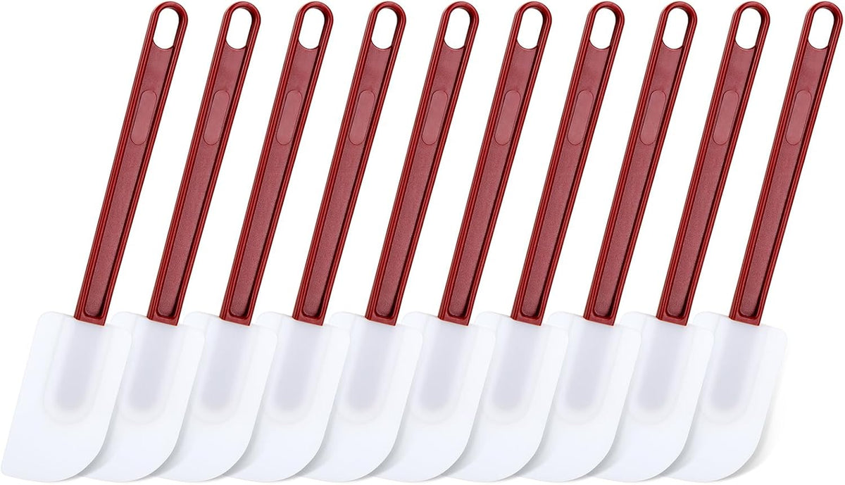 Silicone Spatula Set - 10 Soft Rubber Scrapers, 9.5 Inches, Commercial Grade, Heat Resistant to 500