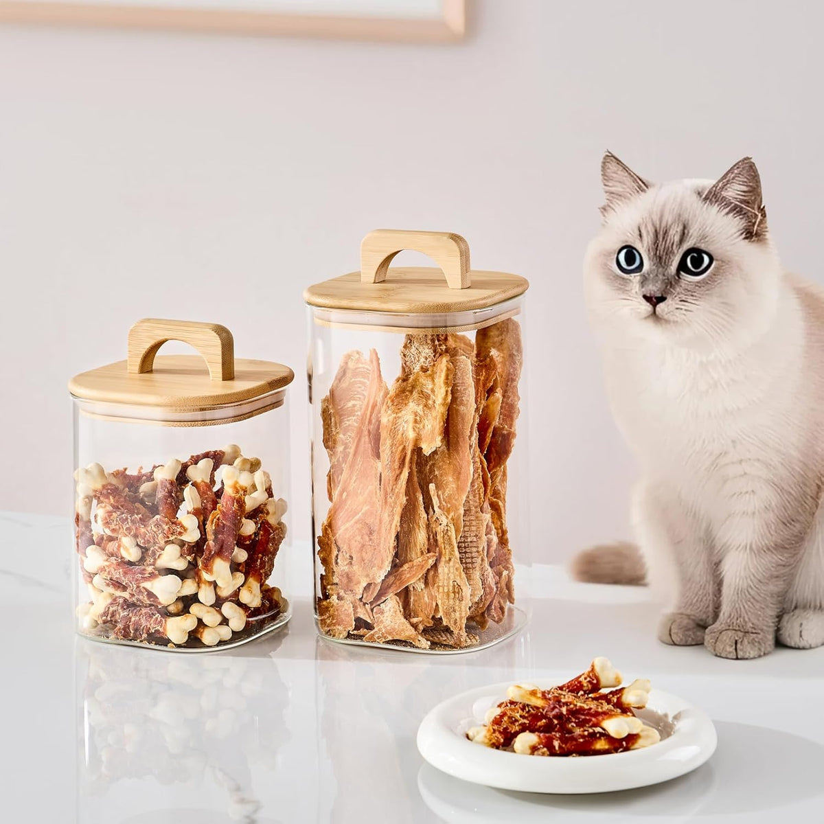 Sweejar 4 qt Large Jars with Bamboo Lids, 1 Gallon Glass Candy Jar with Lid, Sugar/Flour Storage Containers, 128 oz Big Glass Canisters with Airtight Lid, 1 Pack