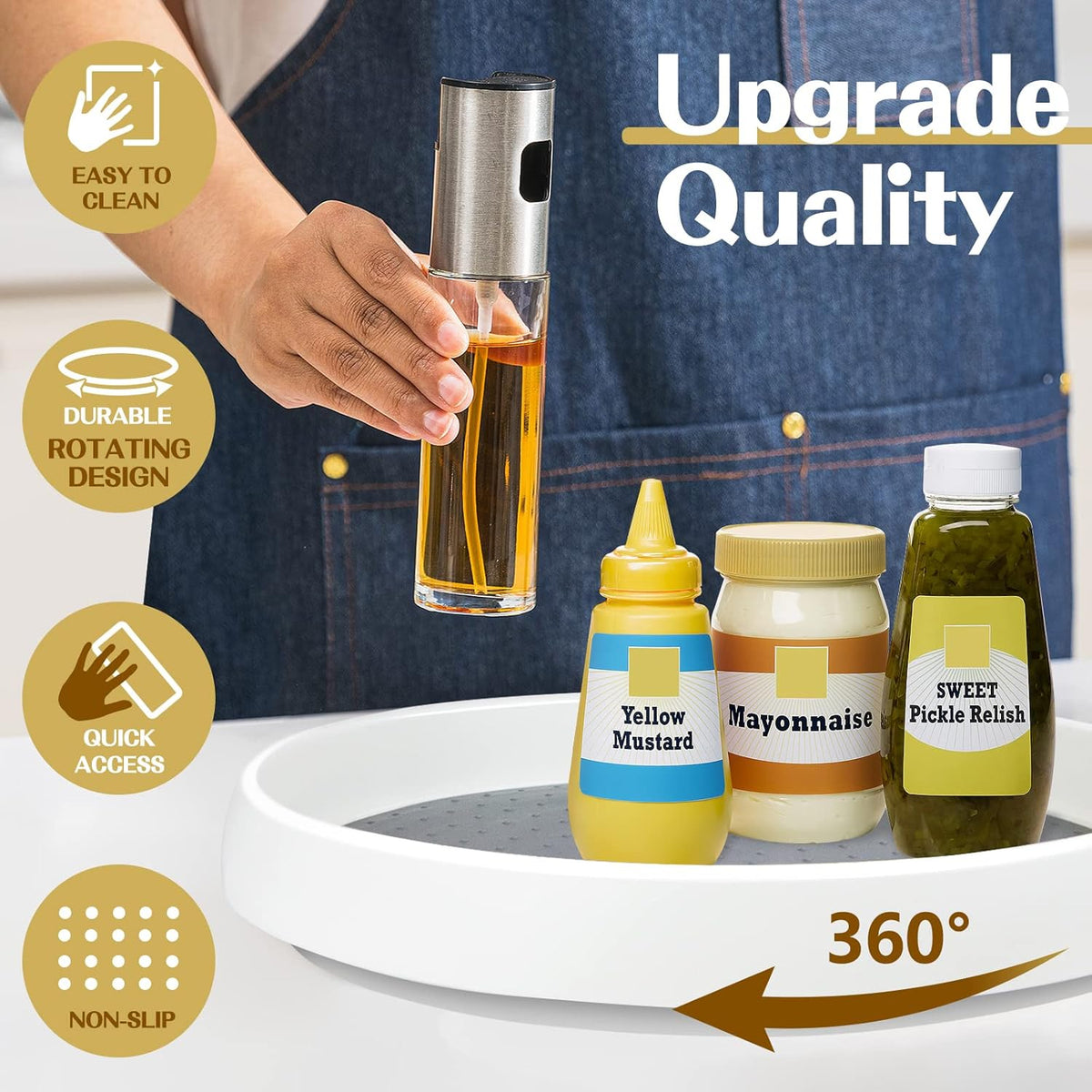 3Pack Non Skid Lazy Susan Turntable,Single Round Rotating Kitchen Spice Organizer for cabinets,Pantry, Bathroom, Refrigerator (10Inch)