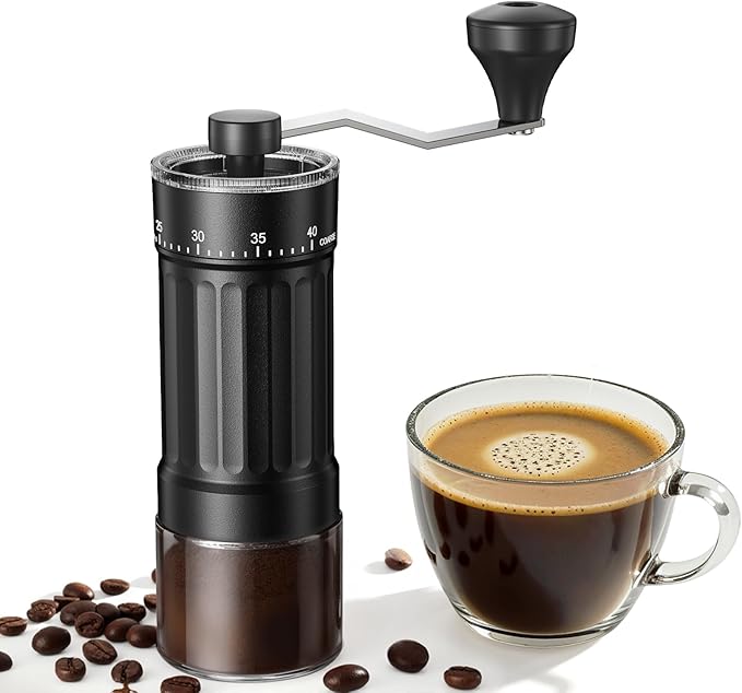 Mini Manual Coffee Grinder with 40 Adjustable Settings, Portable Hand Coffee Bean Mill with 30g Capacity, Conical Burr Coffee Grinder with Crank for Travel, Camping, Office, Espresso, Pour Over, etc